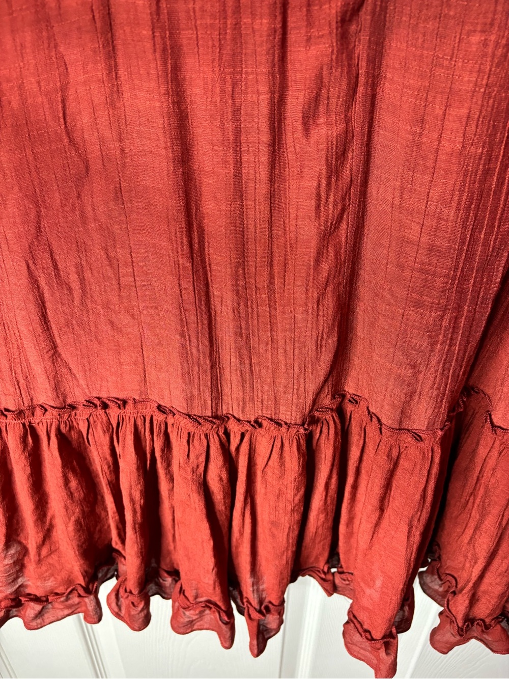 Signature by Robbie Bee Rust Red Tie-Shoulder Midi Dress - Picture 4 of 6
